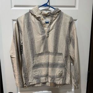 Striped Hooded Linen Pullover